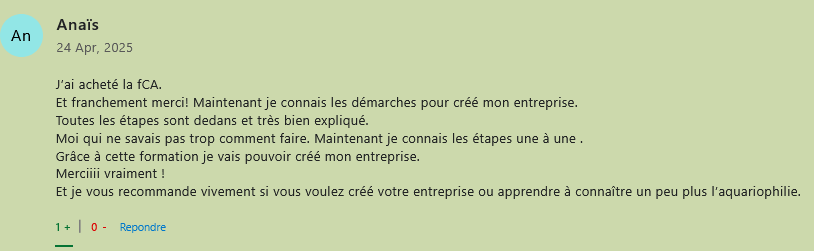 FCEA - Formation a la creation d'une entreprise aquariophile - Formule Marketing +